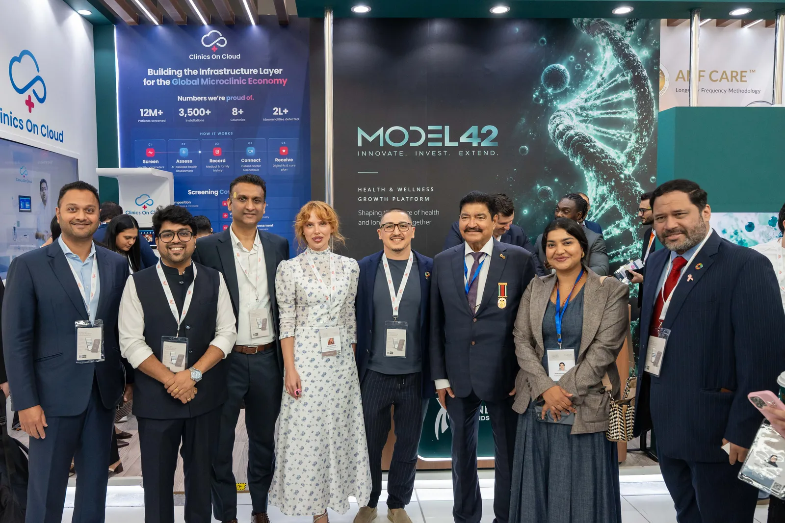 The team and partners at the stand