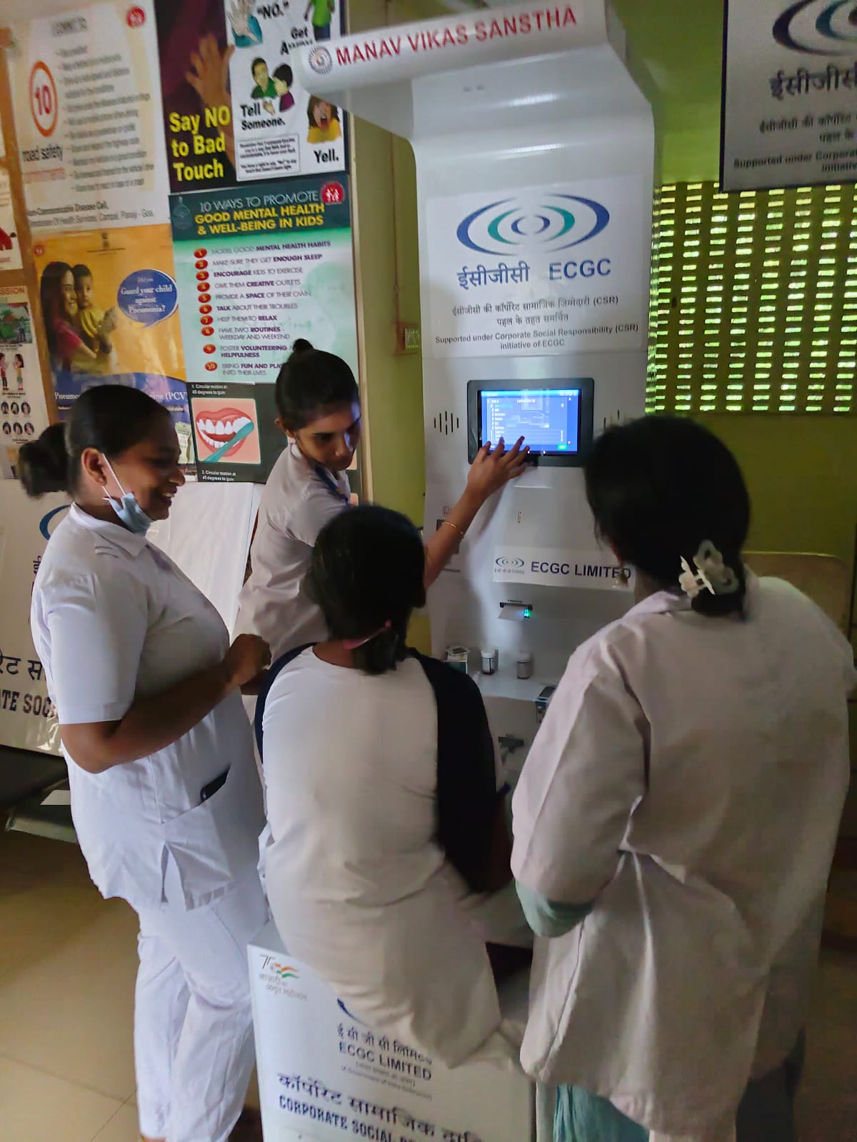 Health kiosk deployment in Ladakh, supported under ECGC's CSR initiative with Manav Vikas Sanstha for community screening