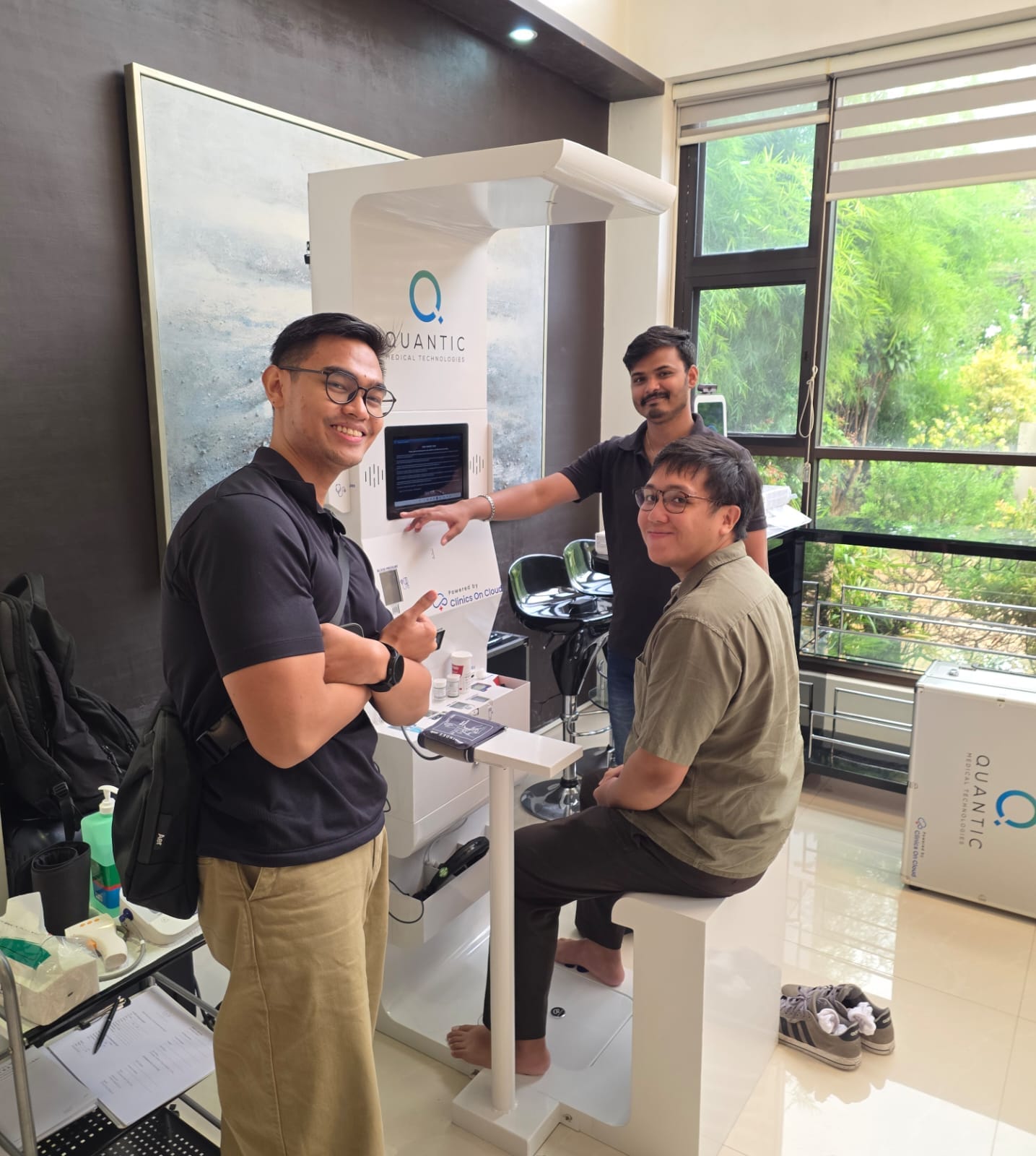 Quantic health kiosk in use during Clinics On Cloud's Philippines deployment, expanding healthcare access