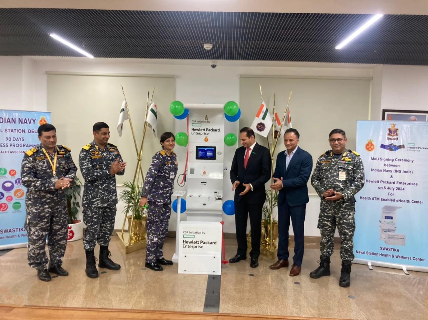 MoU ceremony launching Health ATM kiosk at Naval Station Swastika Health & Wellness Center with HPE