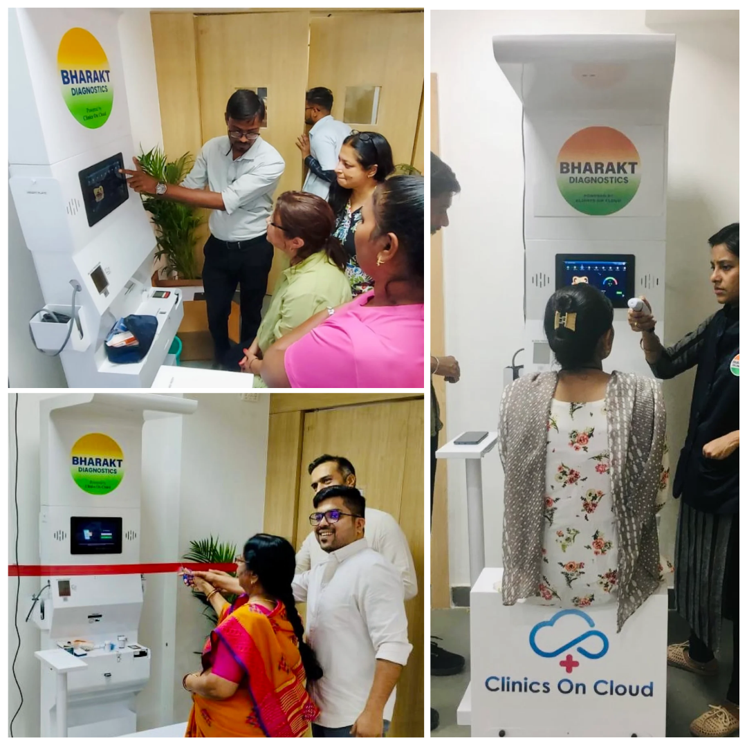 Bharakt Diagnostics health kiosk installations powered by Clinics On Cloud, part of our Maharashtra presence