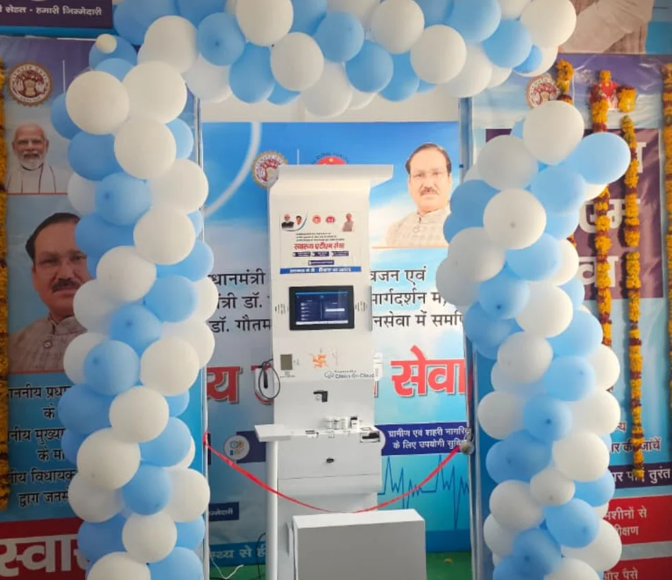Health kiosk deployment inaugurated under a government health screening programme in Madhya Pradesh