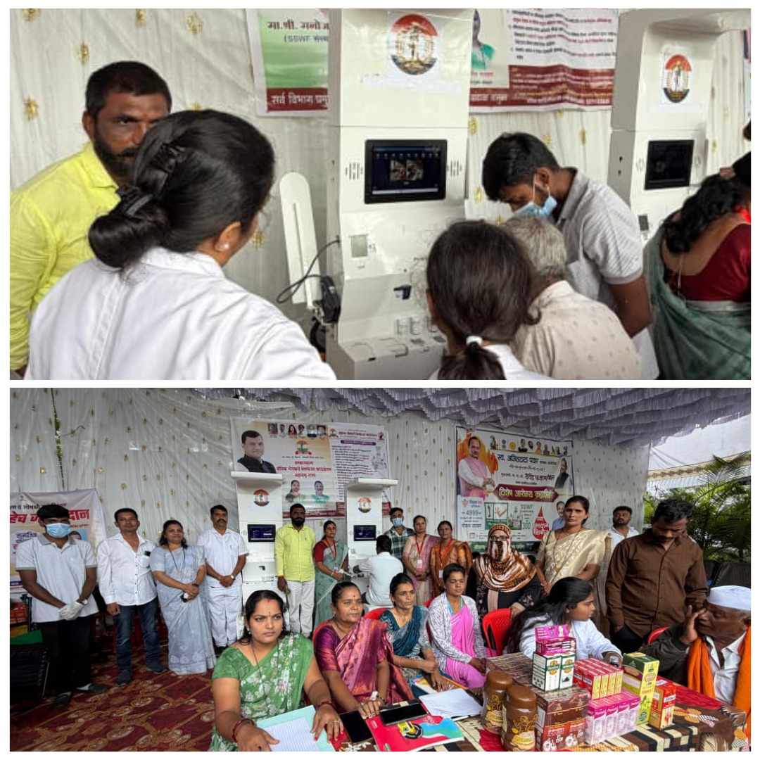 Health kiosk deployment in Maharashtra supporting an NGO-led community health screening camp