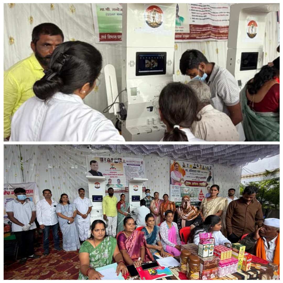 Health kiosk deployment in Maharashtra supporting an NGO-led community health screening camp