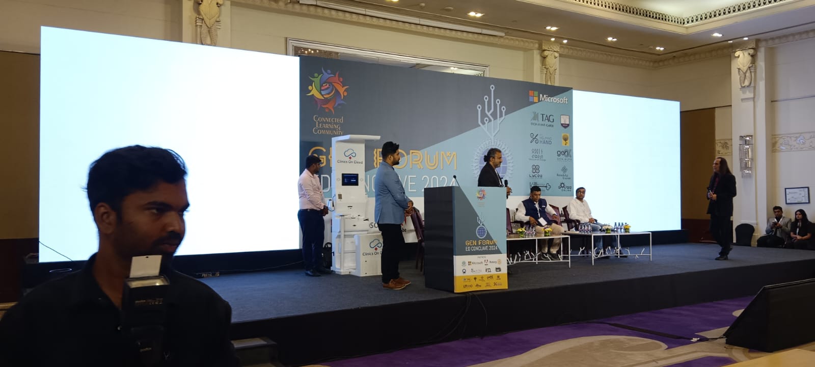 Clinics On Cloud health kiosk showcased on stage at Gen Forum Ed Conclave, a schools and colleges outreach event