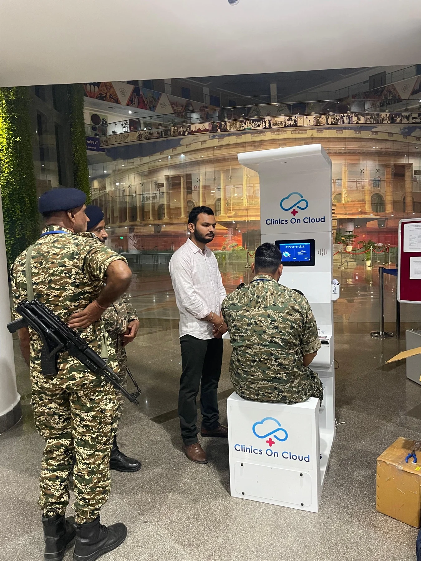Health kiosk deployment for security personnel health screening, New Delhi presence