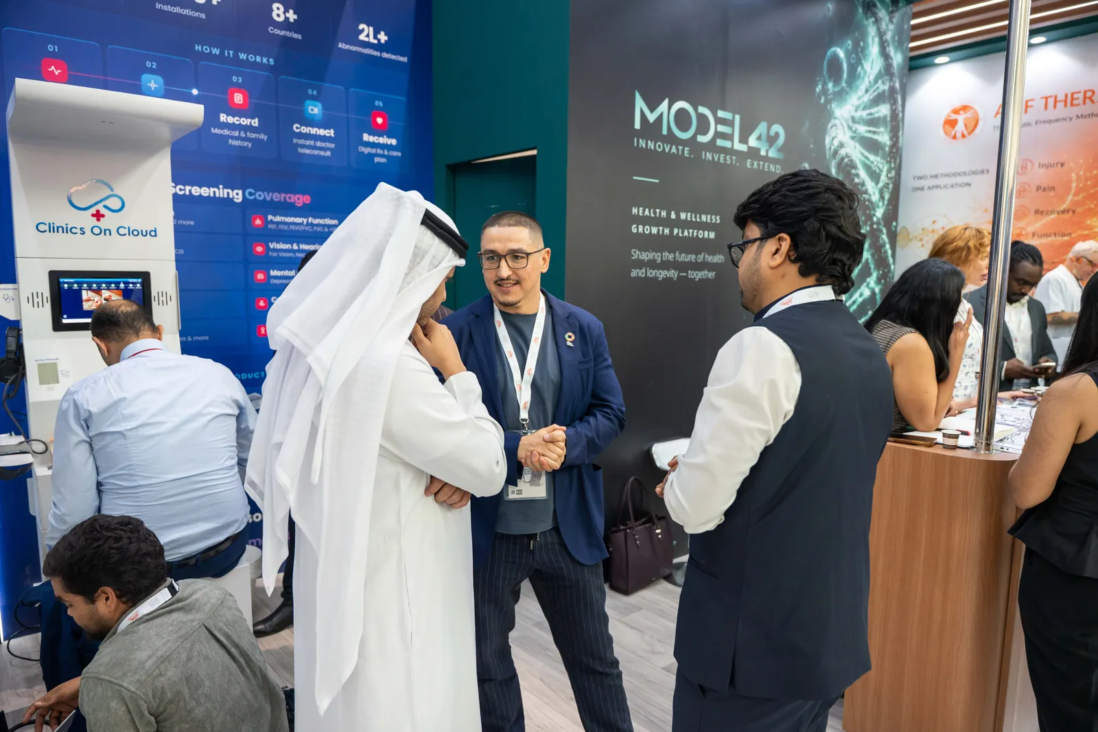 Meeting visitors at the stand