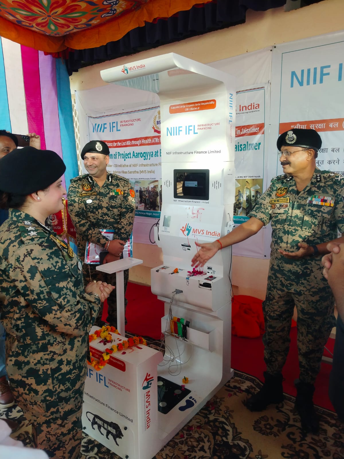 Health ATM kiosk inauguration for BSF Jaisalmer under NIIF IFL CSR-backed Project Aarogyya with MVS India