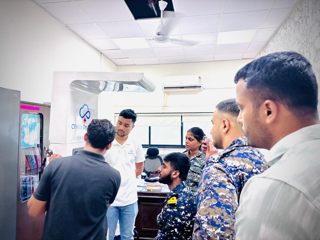 Clinics On Cloud health kiosk deployment demonstrated to Indian Navy personnel as part of our defence sector presence