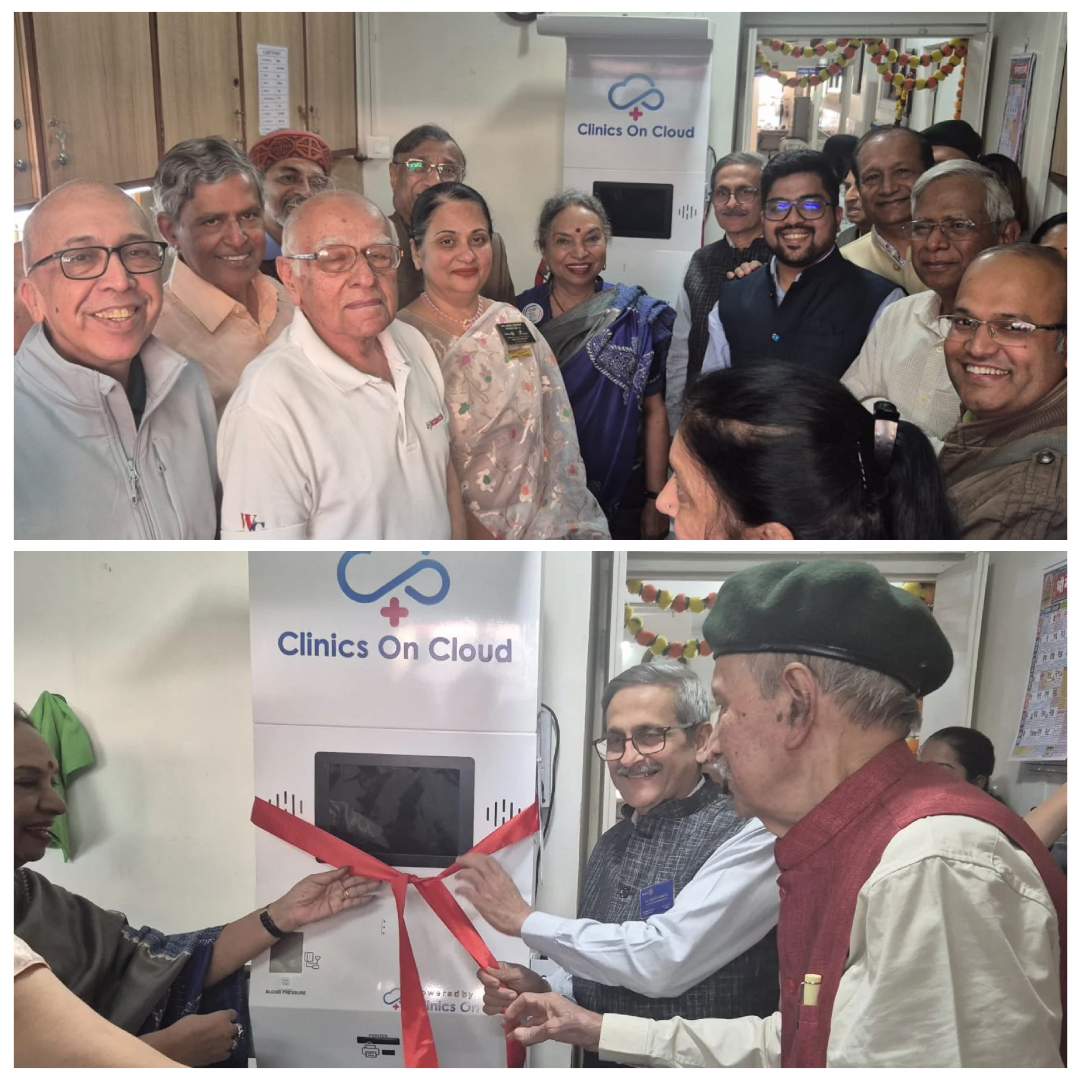 Ribbon-cutting launch of a Clinics On Cloud health kiosk under the Maharashtra community presence programme