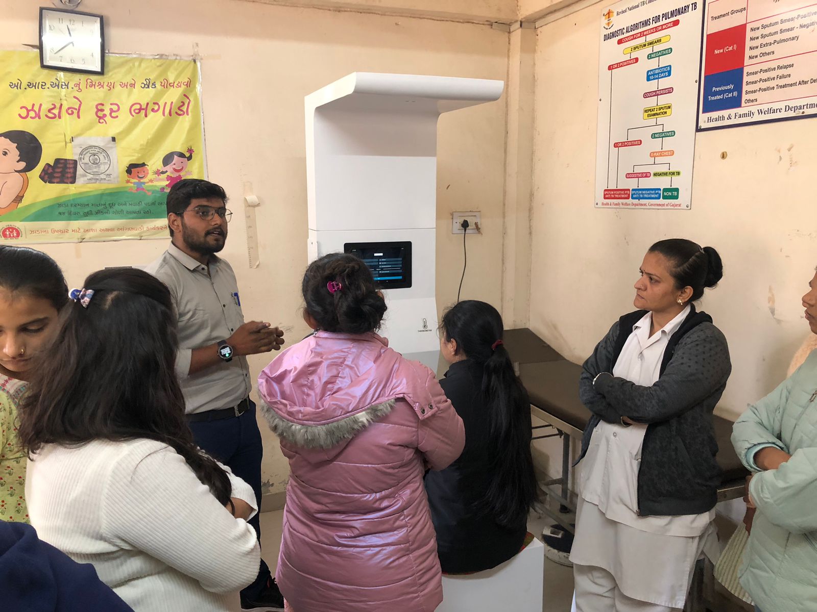 Health kiosk deployment at a Gujarat government health centre supporting community screening