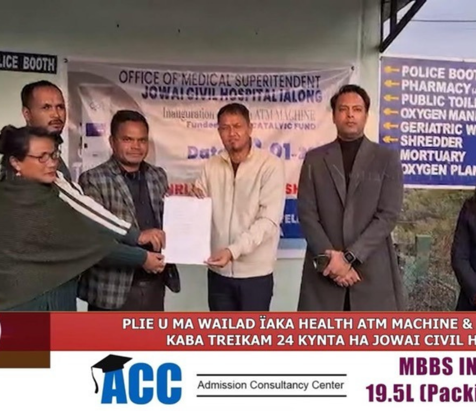 Inauguration ceremony of a Health ATM kiosk at Jowai Civil Hospital, part of our India presence