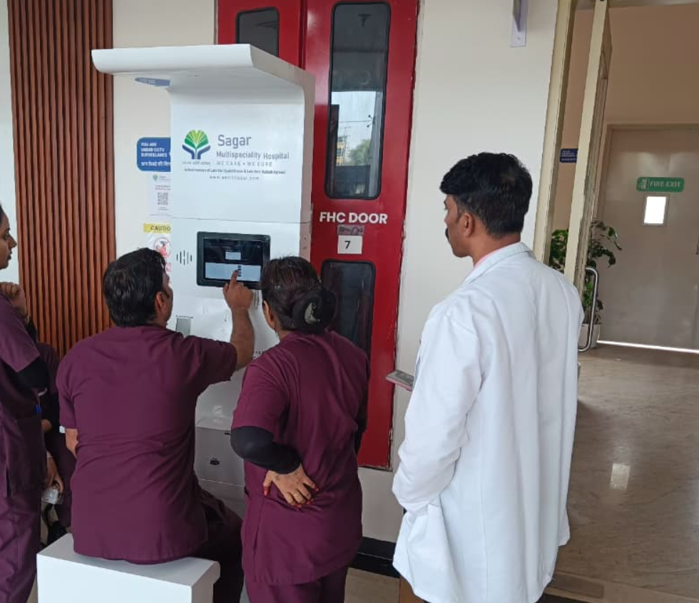 Health kiosk deployment at Sagar Multispeciality Hospital, part of Clinics On Cloud's presence in Madhya Pradesh