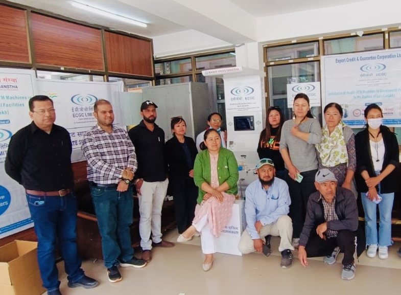 Health ATM kiosk installation in Leh, Ladakh under ECGC-backed CSR community health initiative