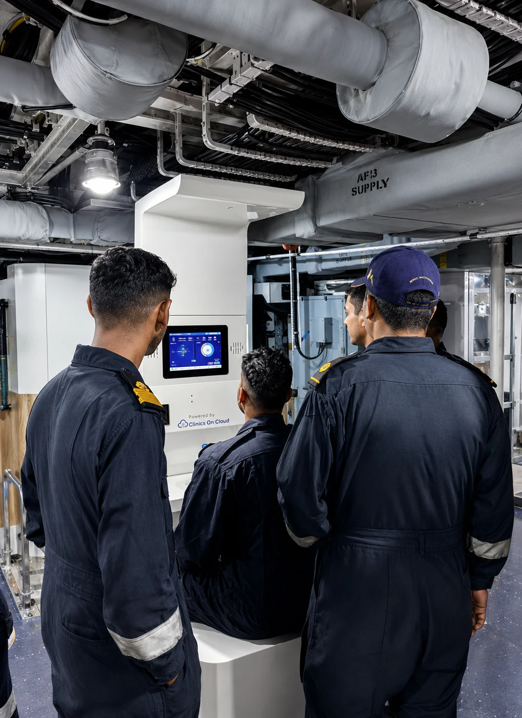 Health kiosk deployment aboard Indian Navy vessel, bringing onboard health screening to naval personnel at sea