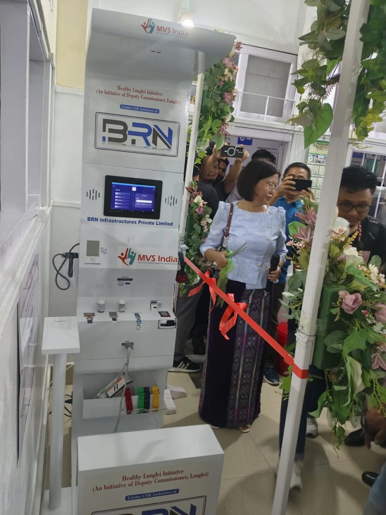 Ribbon-cutting inaugurating a health kiosk under the Healthy Lunglei CSR Initiative in Mizoram