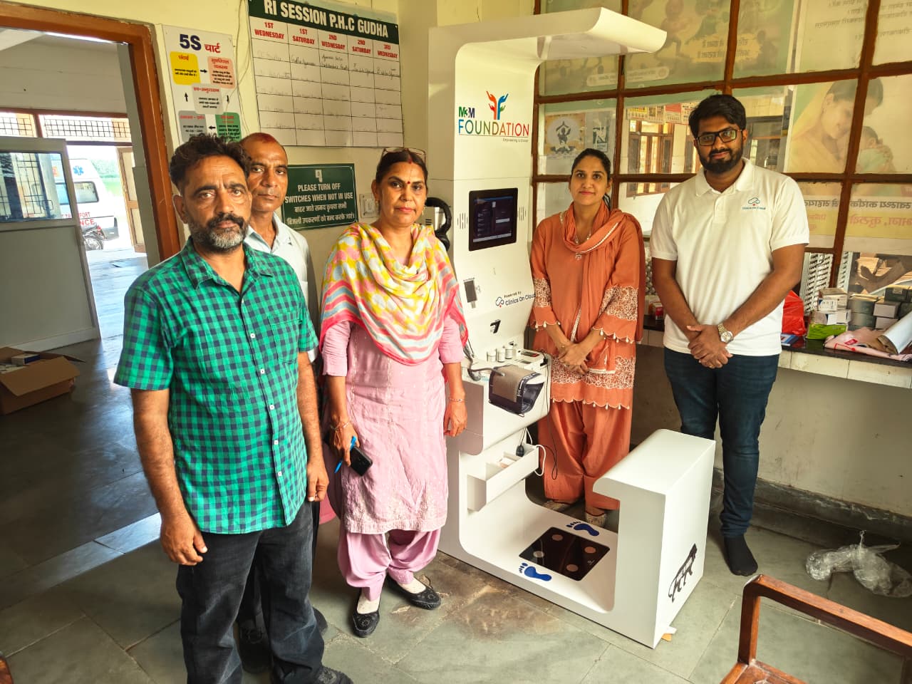 Health kiosk deployment at PHC Gudha under M&M Foundation CSR community screening programme